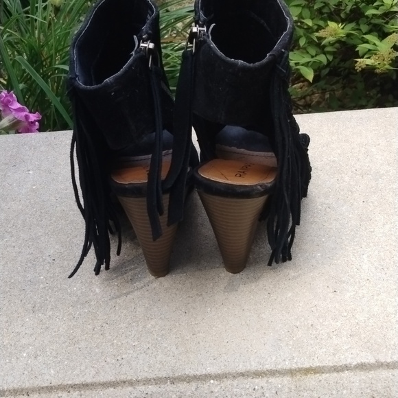 Rampage black suede/leather fringe booties size 8.5 - Picture 5 of 8